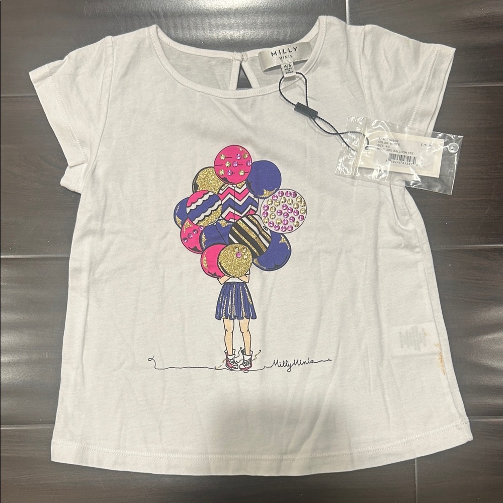 Milly Minis White Graphic Kids T-Shirt NWT